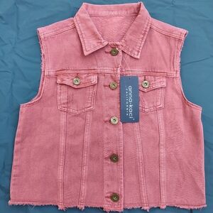 Anna-Kaci Pink Denim Women Vest